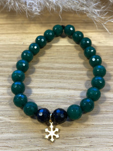 Bracelet Flocon - Aragonite verte et Obsidienne Dorée