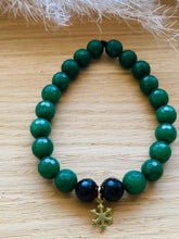 Charger l&#39;image dans la galerie, Bracelet Flocon - Aragonite verte et Obsidienne Dorée